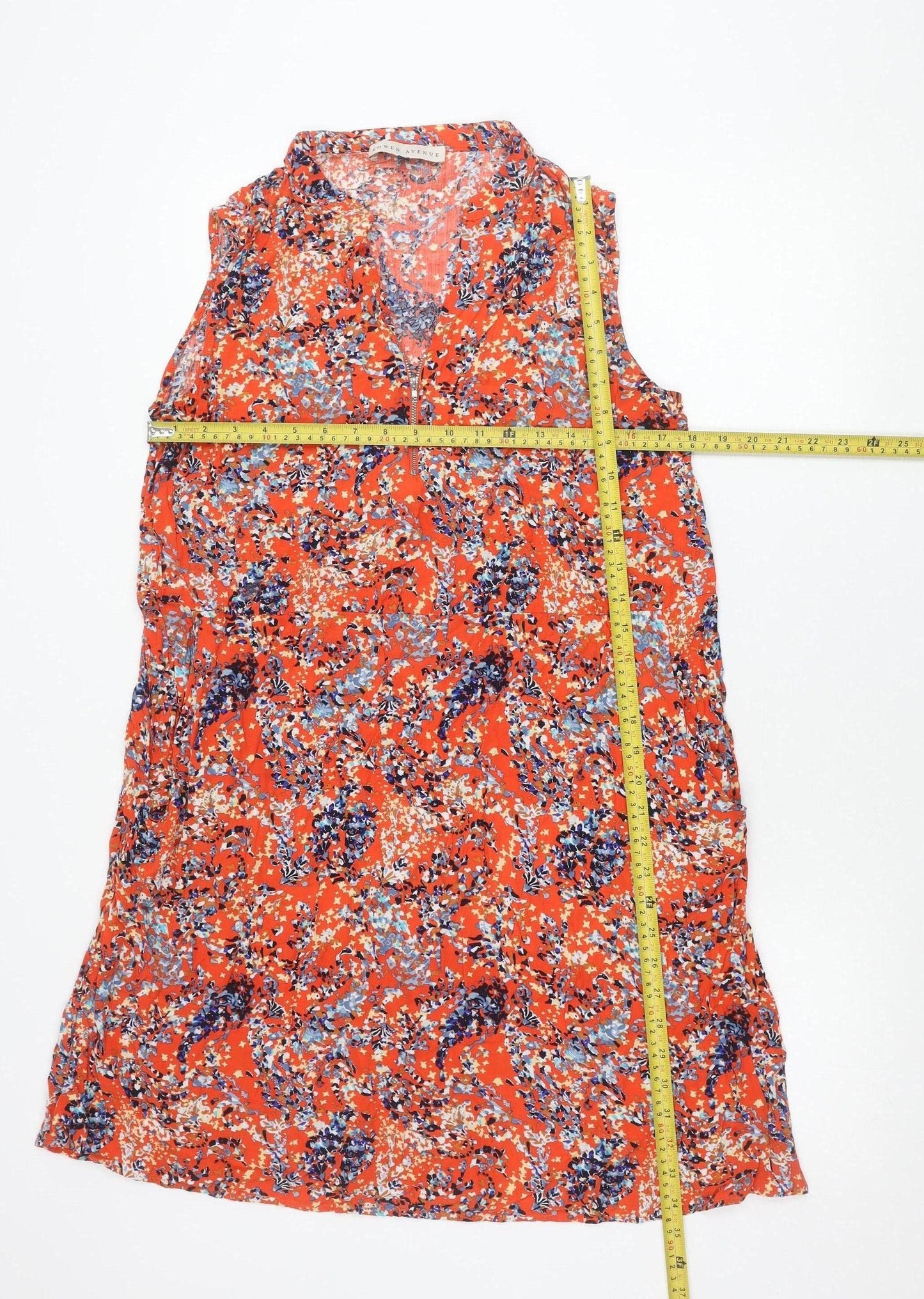 Rowen Avenue Women’s Orange Floral Sleeveless V-Neck Shift Dress XL