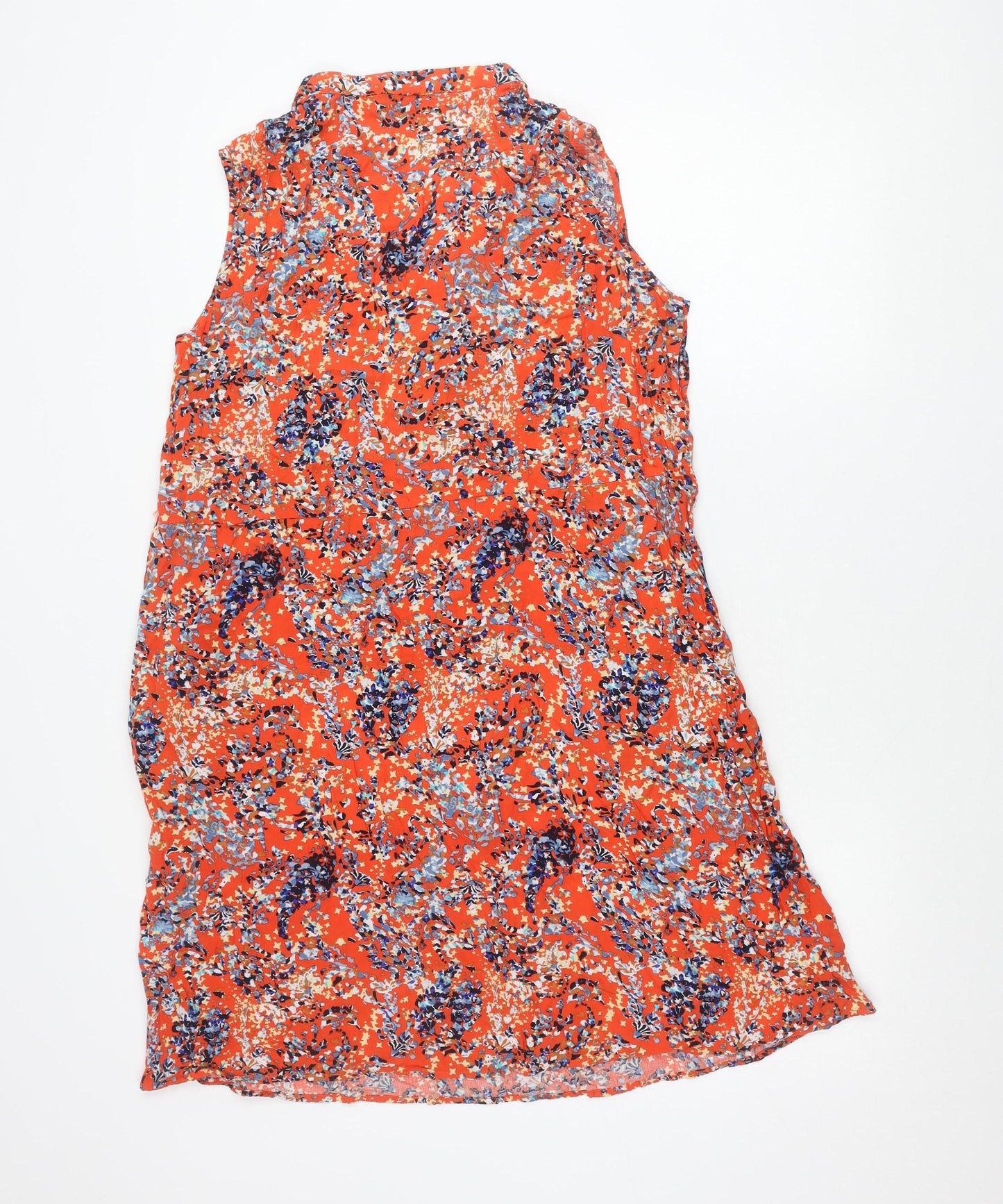 Rowen Avenue Women’s Orange Floral Sleeveless V-Neck Shift Dress XL