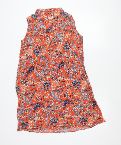 Rowen Avenue Women’s Orange Floral Sleeveless V-Neck Shift Dress XL