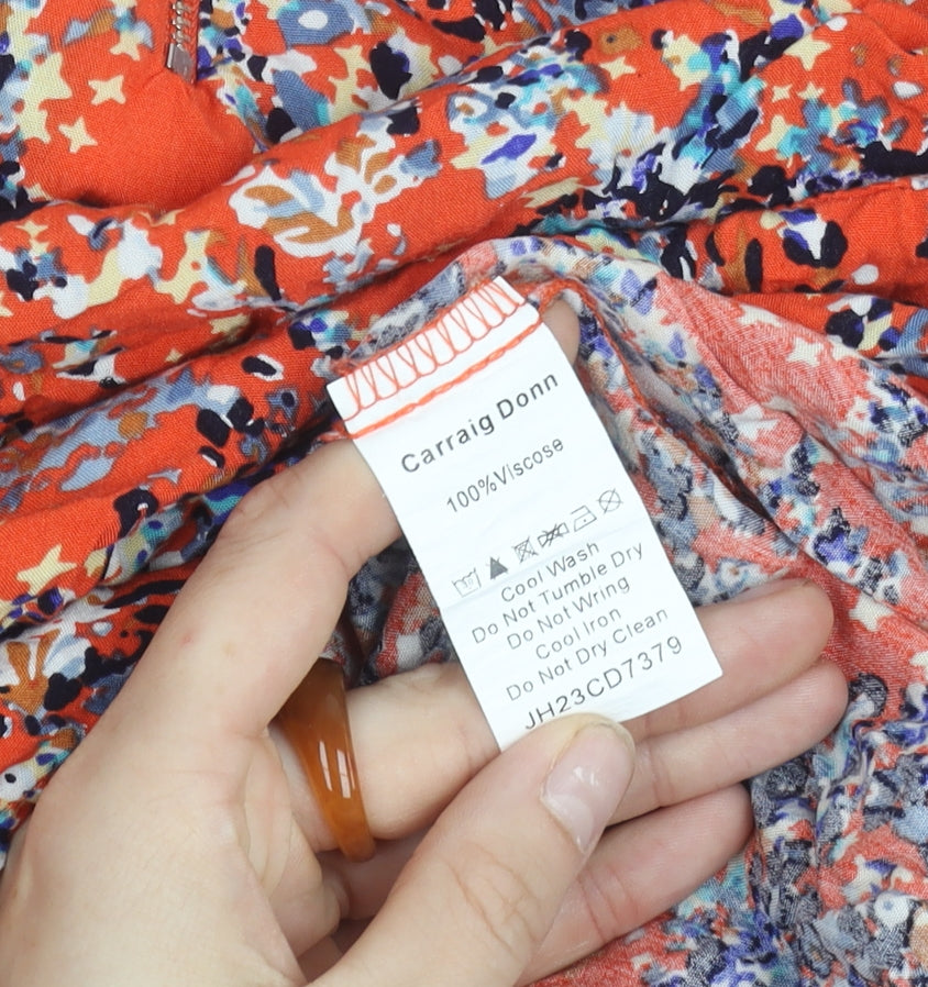 Rowen Avenue Women’s Orange Floral Sleeveless V-Neck Shift Dress XL