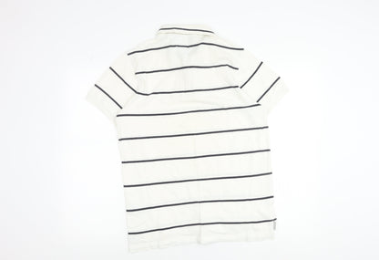 Tommy Hilfiger Men's White Striped Slim Fit Polo Shirt Size L