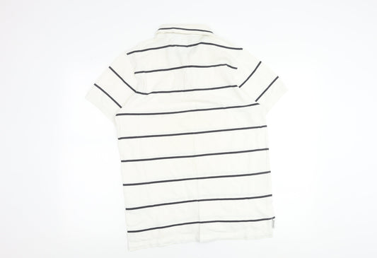 Tommy Hilfiger Men's White Striped Slim Fit Polo Shirt Size L