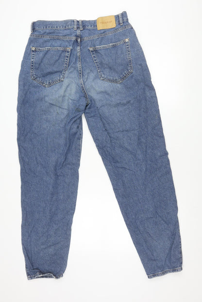 Pull & Bear Men's Blue 32in Regular Fit Distressed Straight Jeans