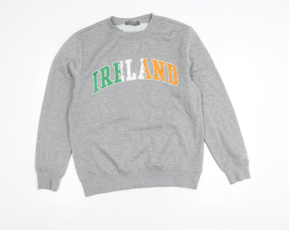 Primark Mens Grey Ireland Logo Sweatshirt Medium Crew Neck Fleece