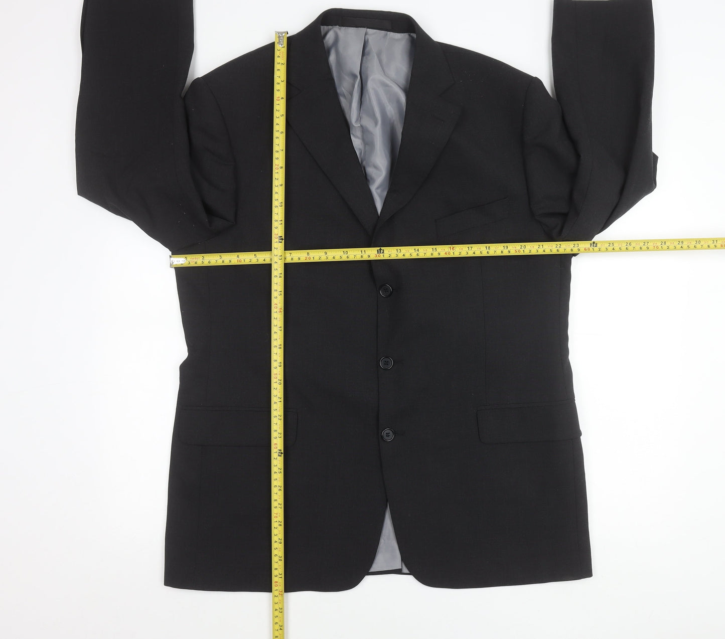 Marks and Spencer Men’s Charcoal Grey Wool Blend 44 M Regular Fit 3 Button Blazer