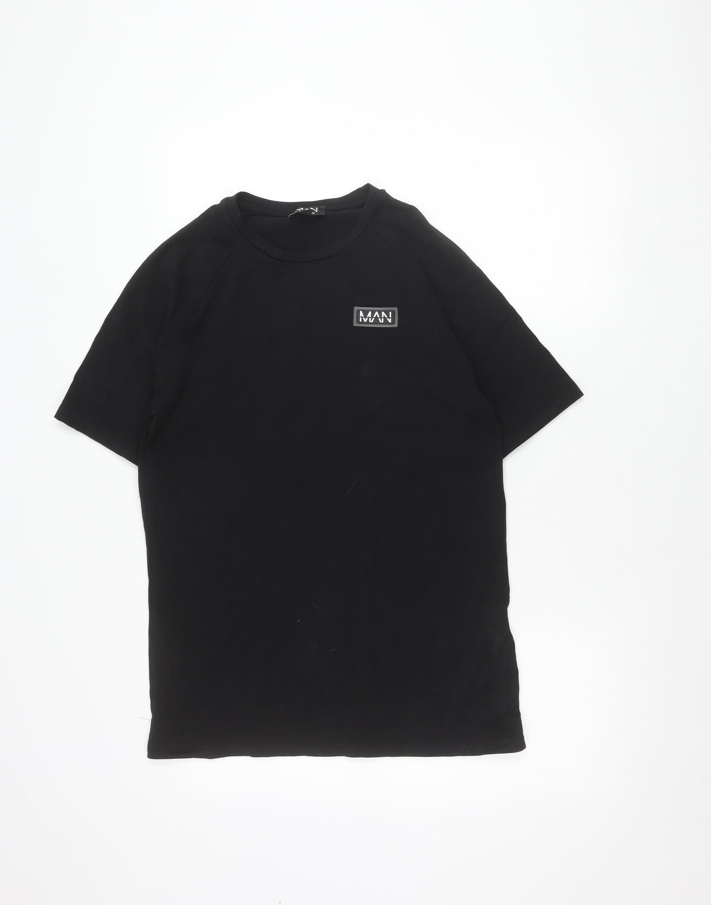 boohooMAN Men's Black Cotton Elastane Crew Neck T-Shirt Size M