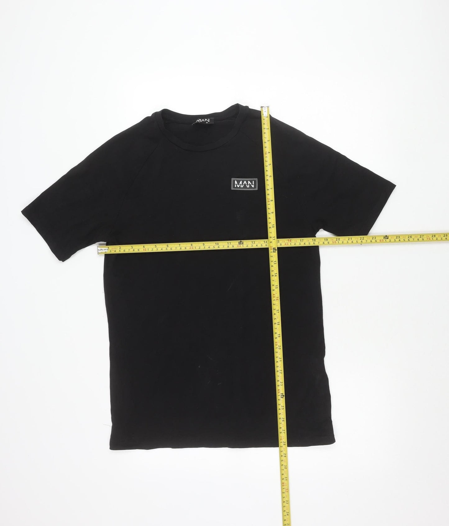 boohooMAN Men's Black Cotton Elastane Crew Neck T-Shirt Size M