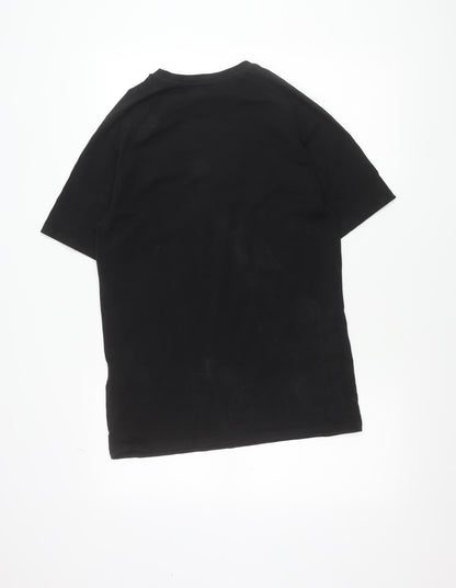 boohooMAN Men's Black Cotton Elastane Crew Neck T-Shirt Size M