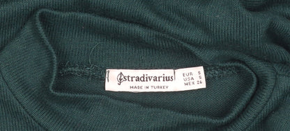 Stradivarius Womens Green Mock Neck Long Sleeve Puff Blouse Size S
