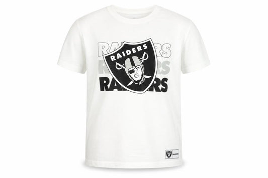 NFL Team Apparel Boys White Raiders T-Shirt 10-11 Years Cotton Crew Neck