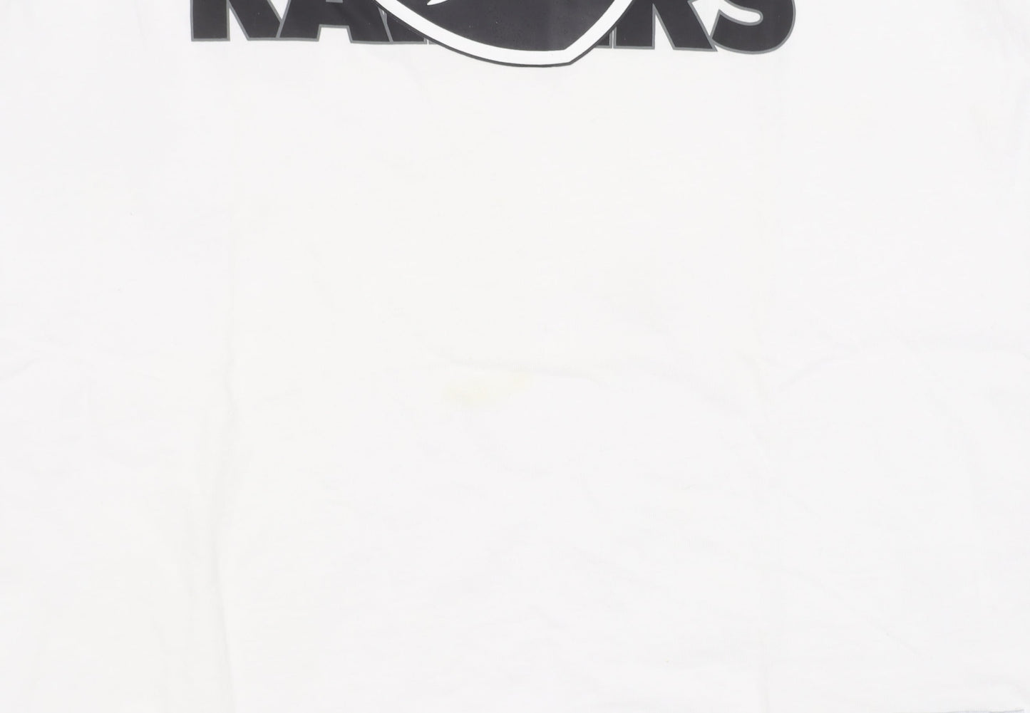 NFL Team Apparel Boys White Raiders T-Shirt 10-11 Years Cotton Crew Neck