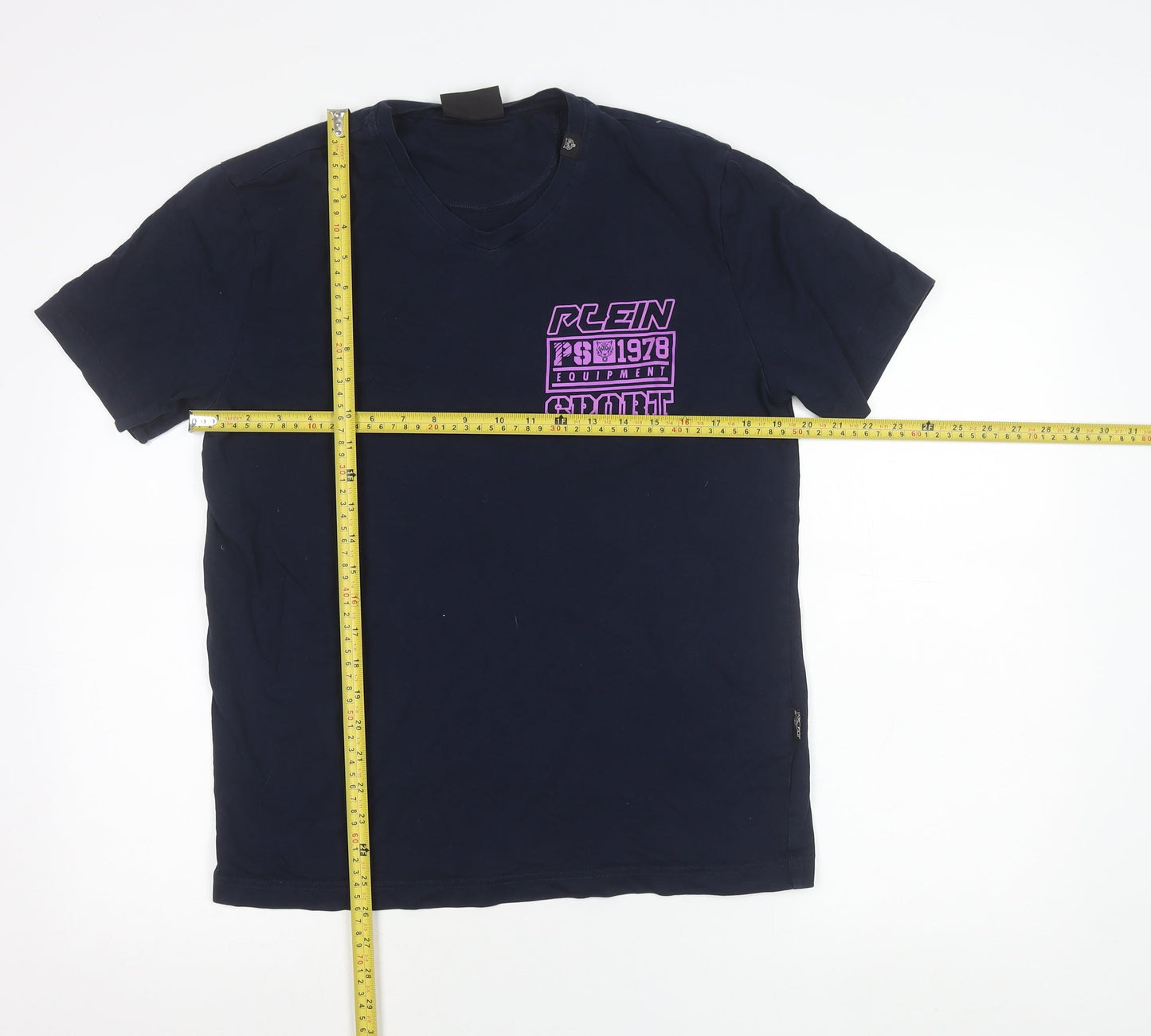 Plein Sport Men's Blue Graphic Logo T-Shirt Size L Regular Fit