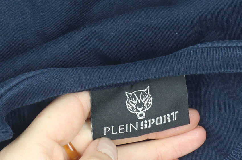 Plein Sport Men's Blue Graphic Logo T-Shirt Size L Regular Fit