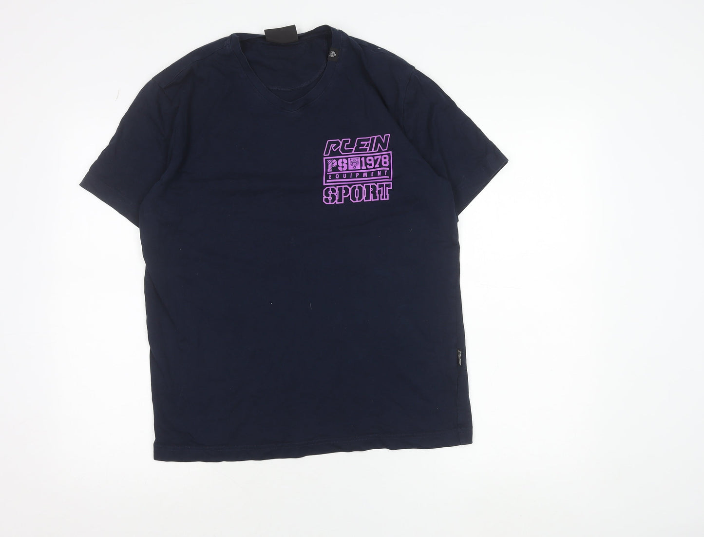 Plein Sport Men's Blue Graphic Logo T-Shirt Size L Regular Fit