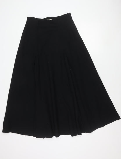Liz Claiborne Women Black A-Line Midi Skirt High Waist