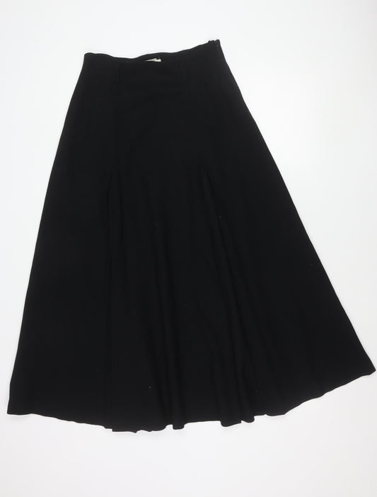 Liz Claiborne Women Black A-Line Midi Skirt High Waist