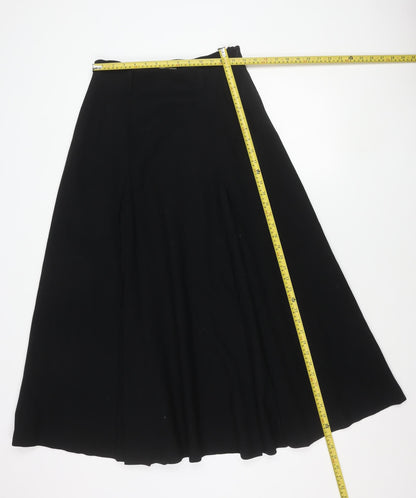 Liz Claiborne Women Black A-Line Midi Skirt High Waist