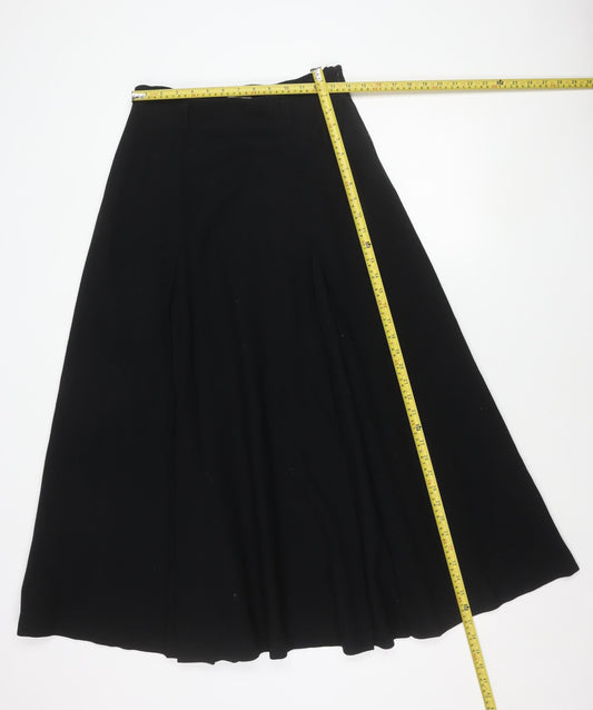 Liz Claiborne Women Black A-Line Midi Skirt High Waist