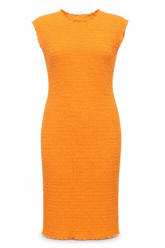 Zara Womens Orange Bodycon Strapless Midi Dress Size L