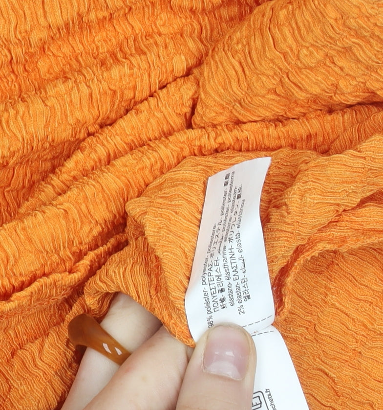 Zara Womens Orange Bodycon Strapless Midi Dress Size L