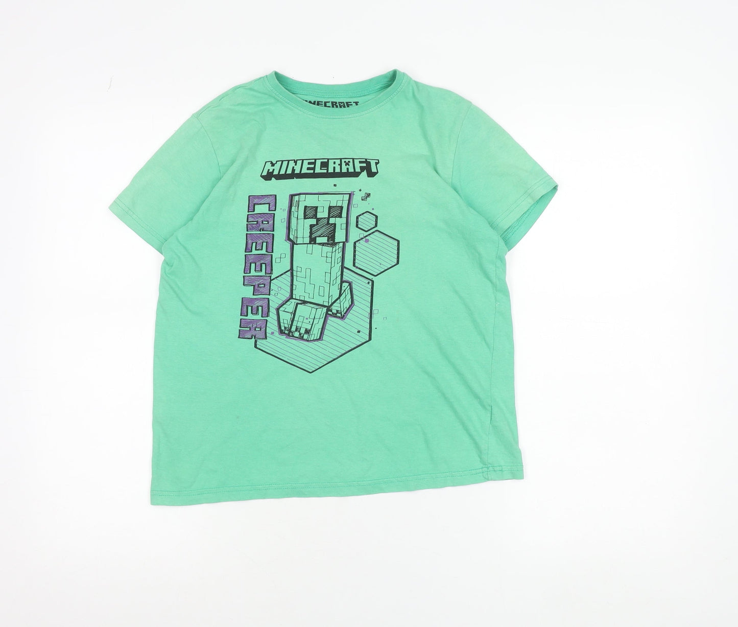 Minecraft Boys Green Creeper Graphic T-Shirt 10-11 Years 100% Cotton