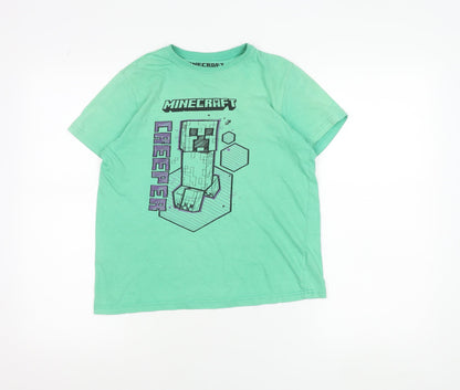 Minecraft Boys Green Creeper Graphic T-Shirt 10-11 Years 100% Cotton