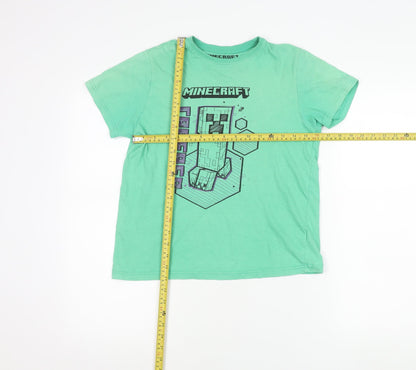 Minecraft Boys Green Creeper Graphic T-Shirt 10-11 Years 100% Cotton