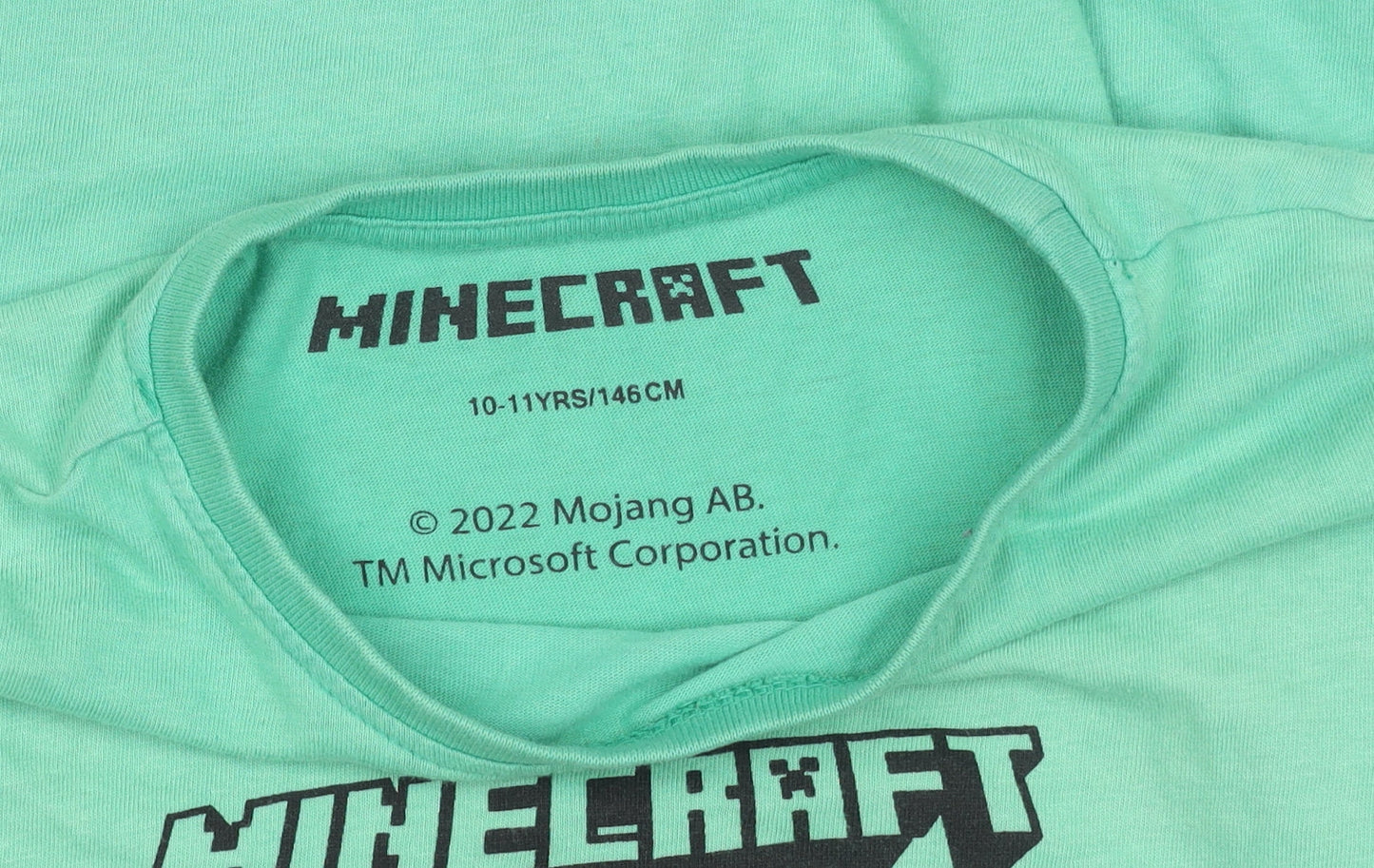 Minecraft Boys Green Creeper Graphic T-Shirt 10-11 Years 100% Cotton