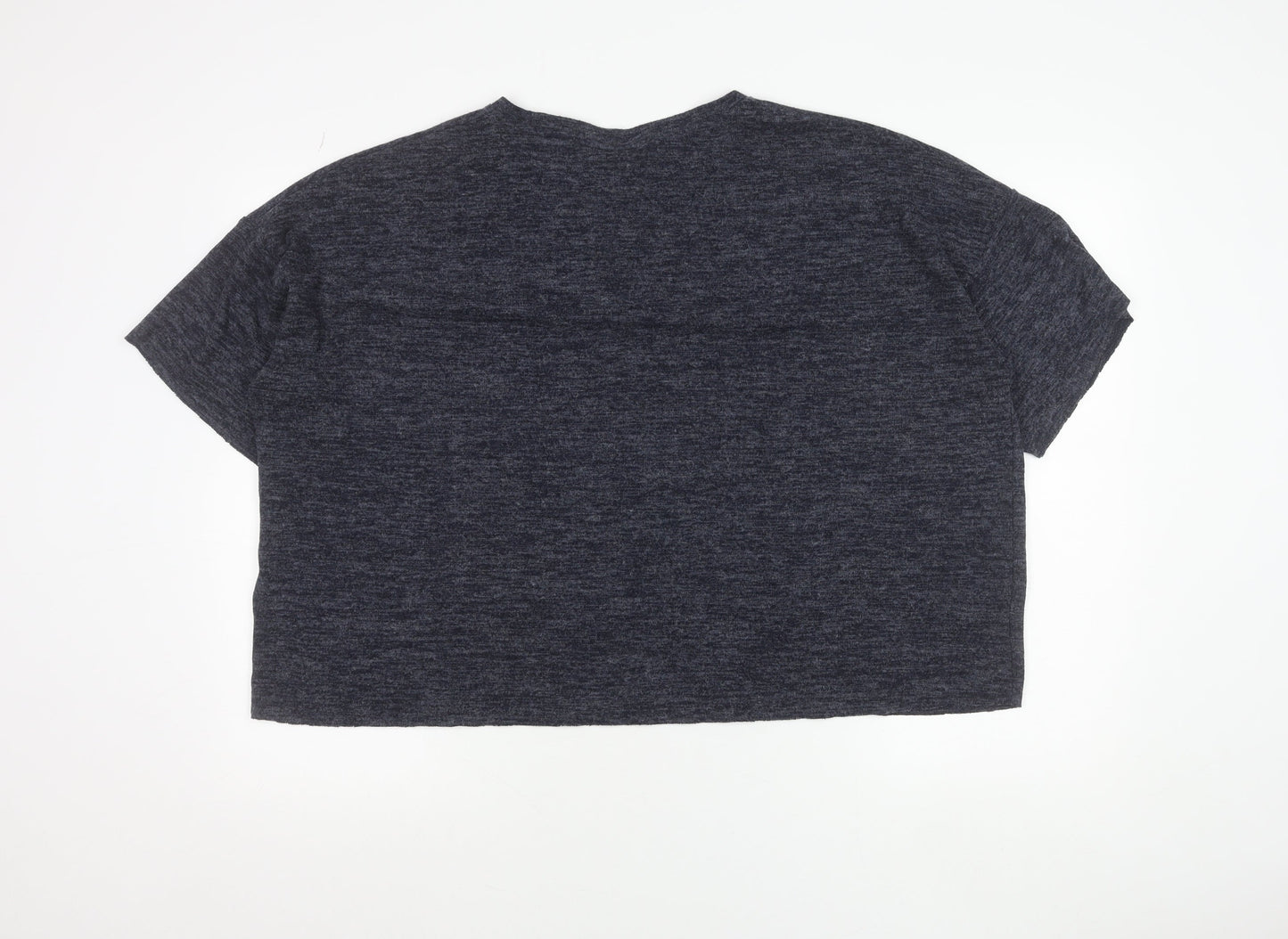 ZARA Women Blue Cropped Relaxed Fit Jersey T-Shirt Size L