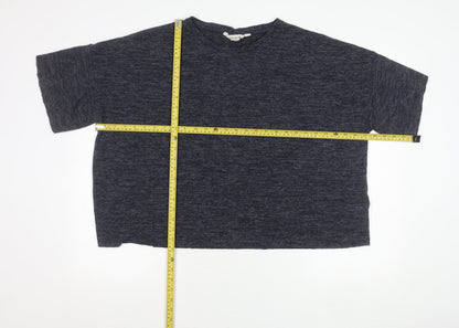 ZARA Women Blue Cropped Relaxed Fit Jersey T-Shirt Size L