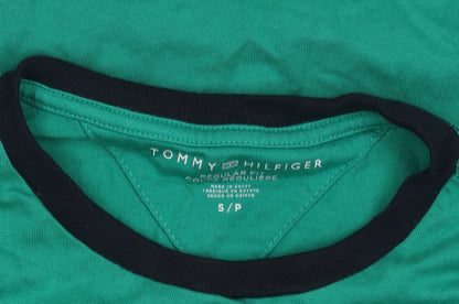 Tommy Hilfiger Men's Green Regular Fit Logo Cotton T-Shirt Size S