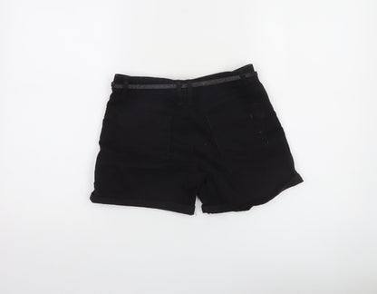 Denim Co. Girls Black Chino Shorts 13 Years Cotton Stretch Embellished