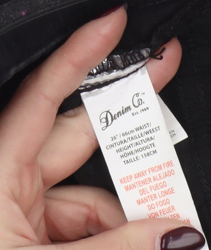 Denim Co. Girls Black Chino Shorts 13 Years Cotton Stretch Embellished