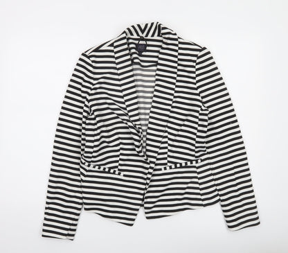 Marks and Spencer Women Black White Striped Blazer Size 14