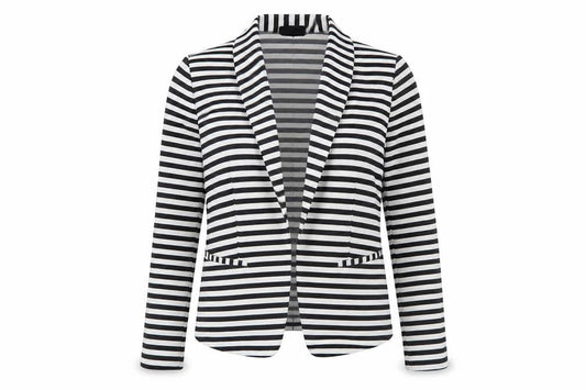 Marks and Spencer Women Black White Striped Blazer Size 14