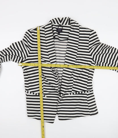 Marks and Spencer Women Black White Striped Blazer Size 14