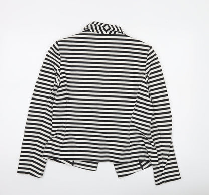 Marks and Spencer Women Black White Striped Blazer Size 14