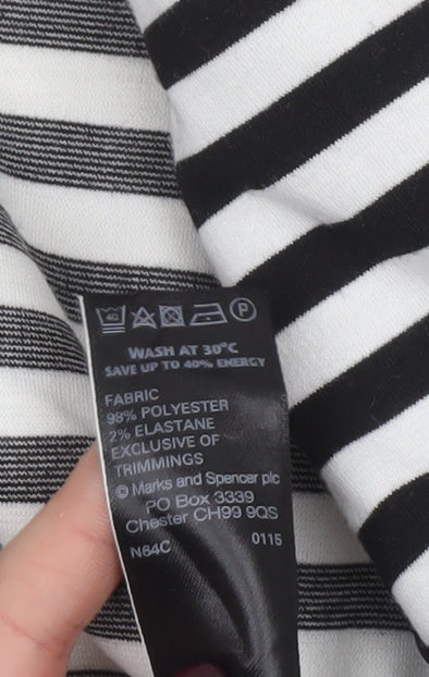 Marks and Spencer Women Black White Striped Blazer Size 14