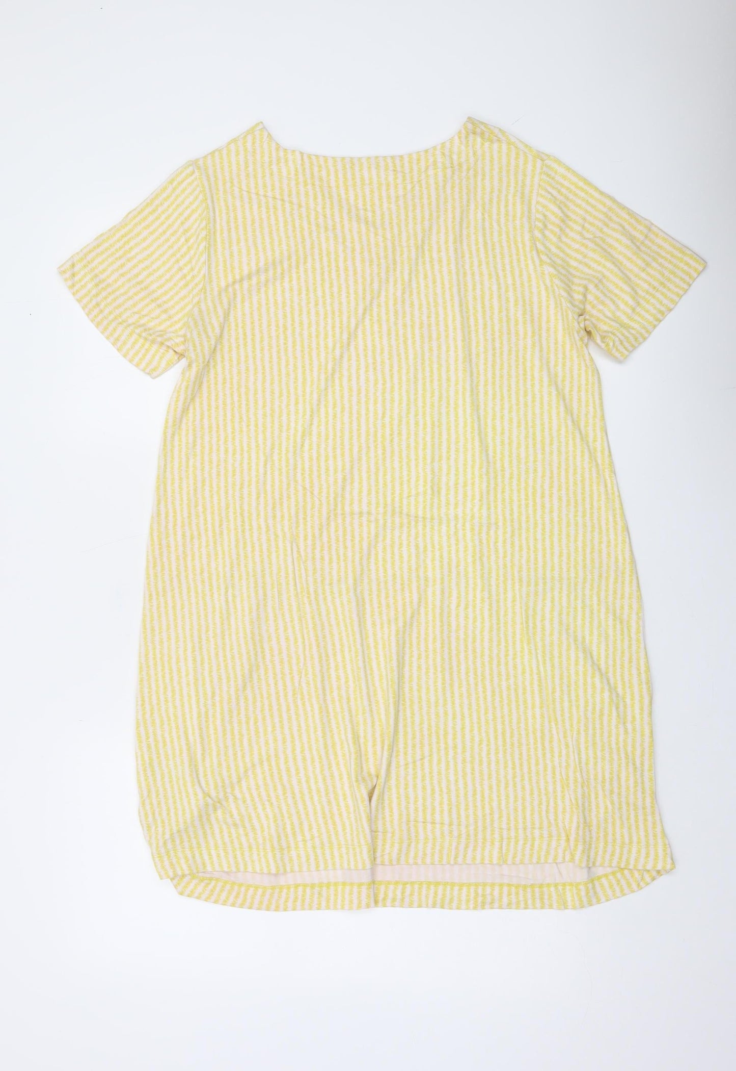 Two Danes Womens Yellow Striped V-Neck Tunic T-Shirt M