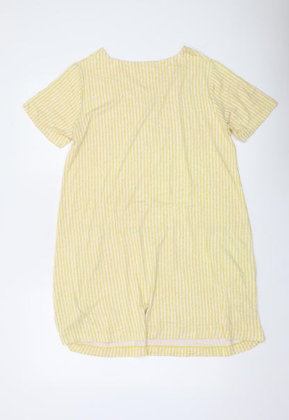 Two Danes Womens Yellow Striped V-Neck Tunic T-Shirt M