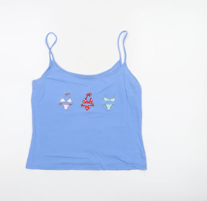 Marks & Spencer Women Blue Cami Nightshirt UK 12 Cotton Sleeveless