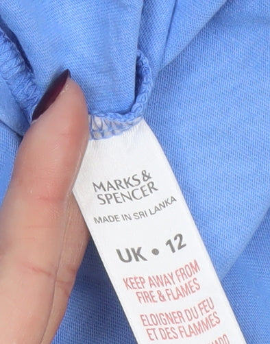 Marks & Spencer Women Blue Cami Nightshirt UK 12 Cotton Sleeveless