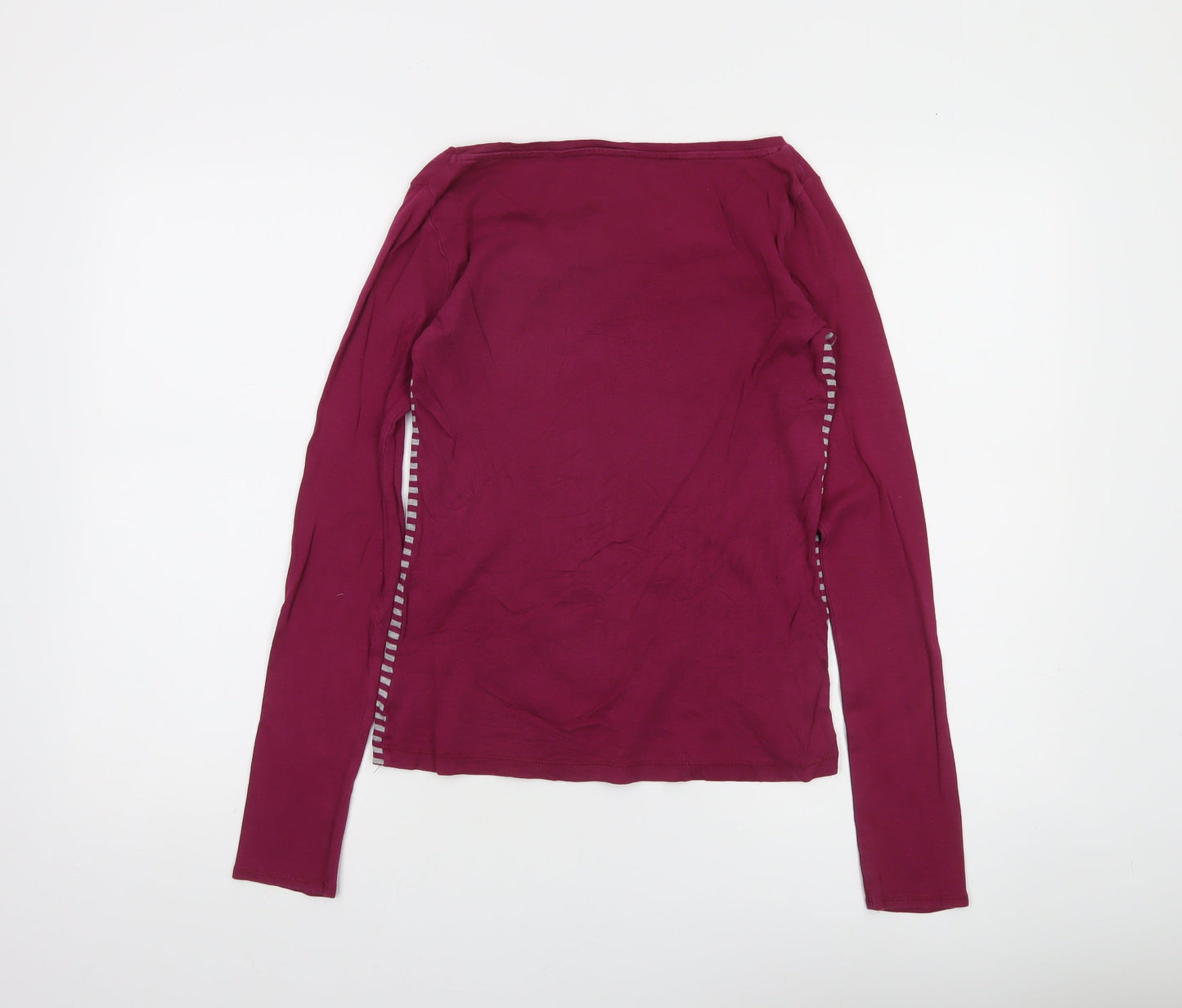 Next Women Purple Striped Long Sleeve Cotton T-Shirt Size 6