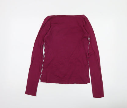 Next Women Purple Striped Long Sleeve Cotton T-Shirt Size 6