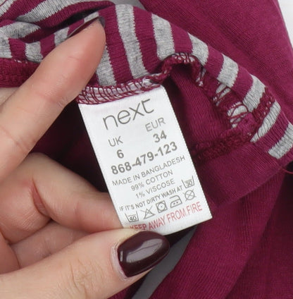Next Women Purple Striped Long Sleeve Cotton T-Shirt Size 6