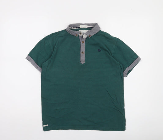 Jasper Conran Boys Green Polo Shirt 12-13 Years Short Sleeve Cotton