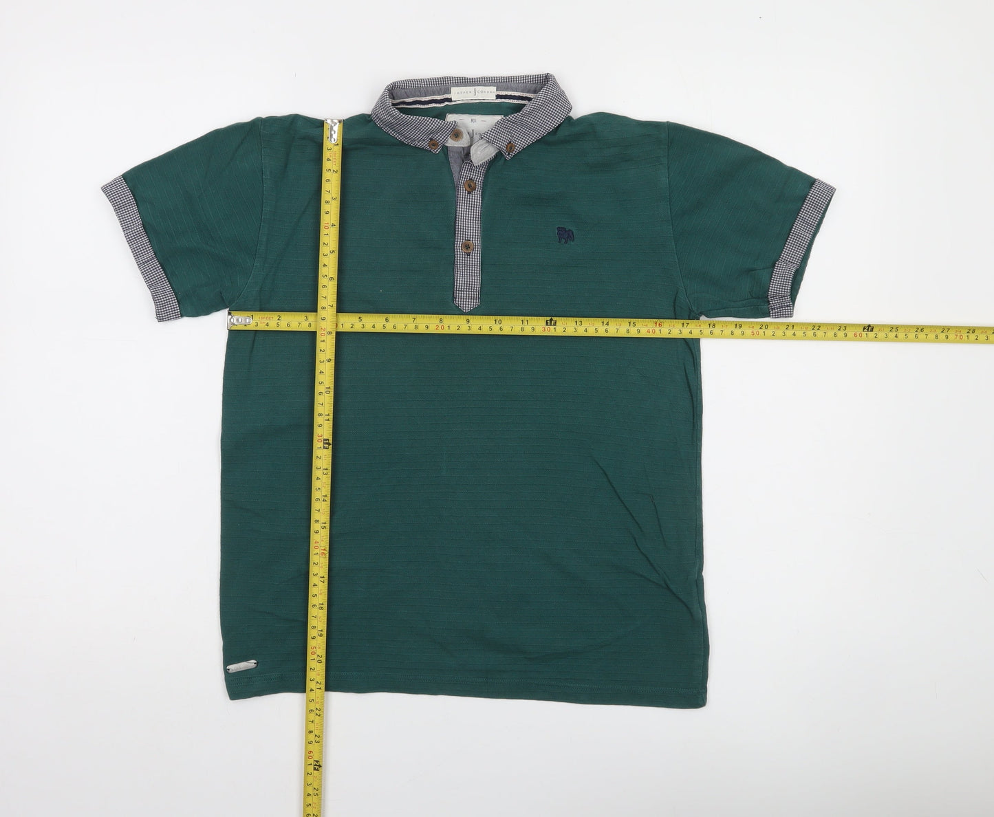 Jasper Conran Boys Green Polo Shirt 12-13 Years Short Sleeve Cotton