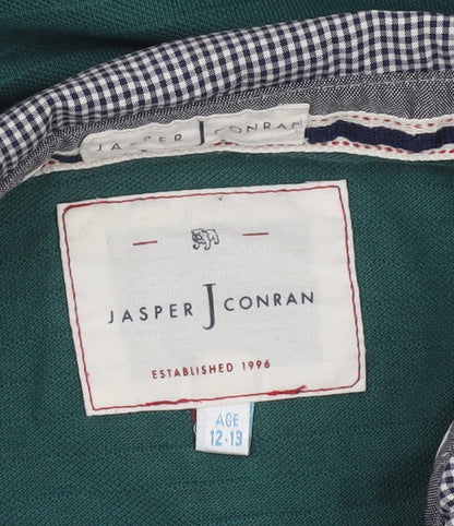 Jasper Conran Boys Green Polo Shirt 12-13 Years Short Sleeve Cotton