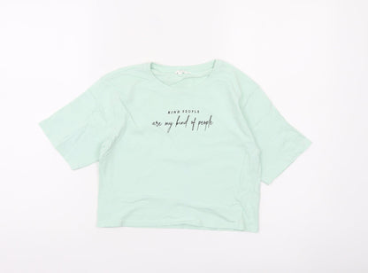 Candy Couture Girls Green Cropped Graphic T-Shirt 10 Years