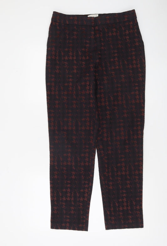 Monsoon Women's Black & Brown Check Tapered Trousers Size 10